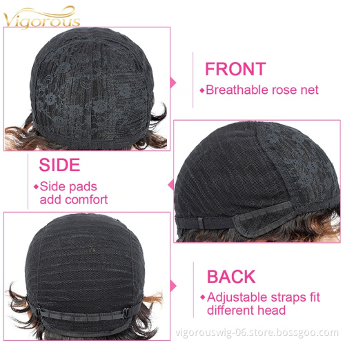 Vigorous Short Finger Wave Cheap Wigs For Women Hair Pixie Cut Machine Made  Synthetic  Wigs No Lace Front